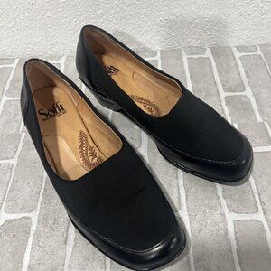 Sofft Women's 6 1/2Black Leather Square Toe Casual Comfort Slip On Shoes